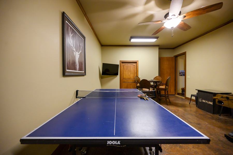 Game room with ping pong table